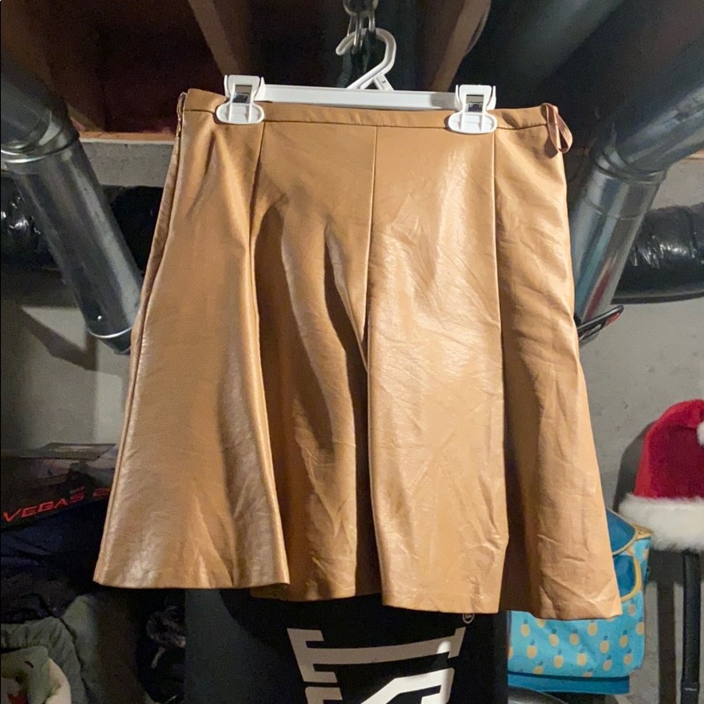 Tan leather like material skirt